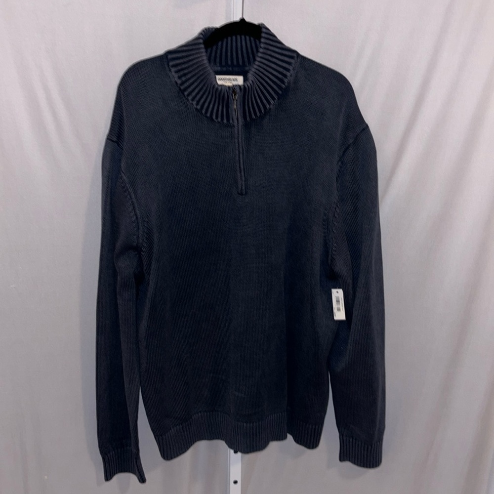 GoodThreads Heavyweight Zip Up Sweater with Standing Collar Washed Navy XXL NWT
